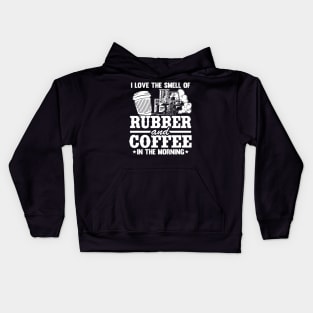 Rubber & Coffee Funny Forklift Operator Driver Dad Gift Kids Hoodie